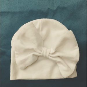 White headband bow beanie